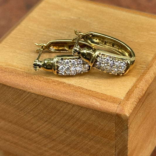 18KT Yellow Gold Multi Round Diamond Oval Hoop Earrings