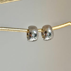 14KT White Gold 9.5mm Wide Huggie Hoop Earrings