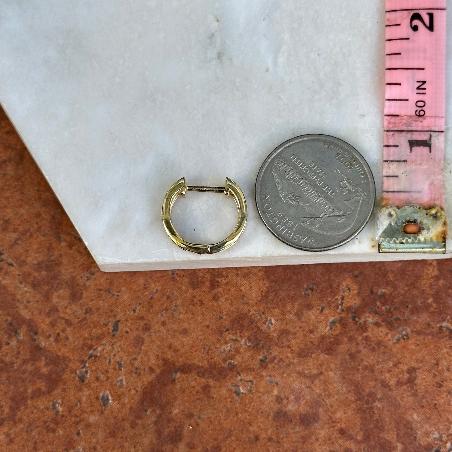 Estate 14KT Yellow Gold Lab-Grown Diamond Channel-Set Huggies Earring