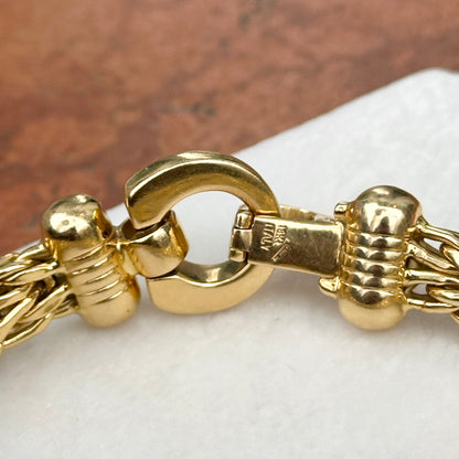 Estate 18KT Yellow Gold Wheat Chain Fold Over Clasp Bracelet