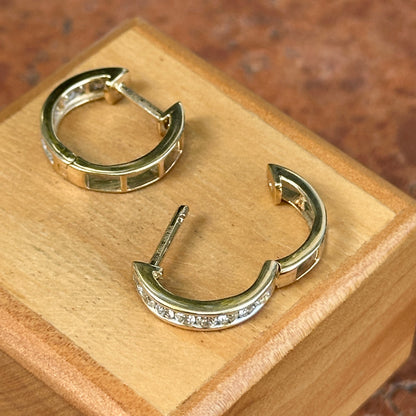 Estate 14KT Yellow Gold Lab-Grown Diamond Channel-Set Huggies Earring