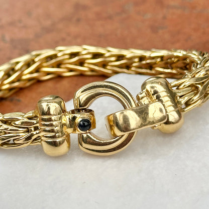 Estate 18KT Yellow Gold Wheat Chain Fold Over Clasp Bracelet