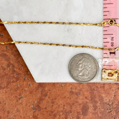 Estate 14KT Yellow Gold Twisted 1.4mm Rope Chain Necklace 24"
