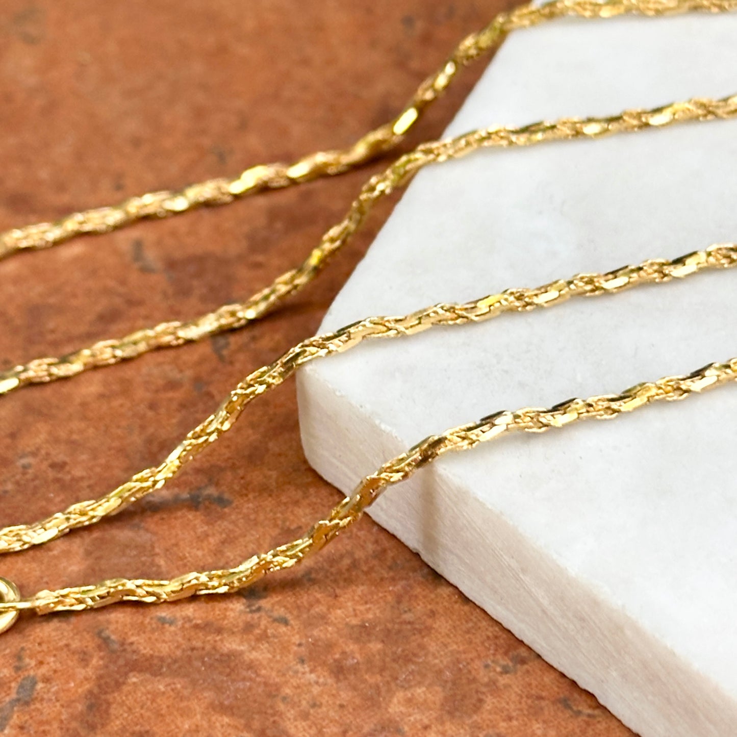 Estate 14KT Yellow Gold Twisted 1.4mm Rope Chain Necklace 24"