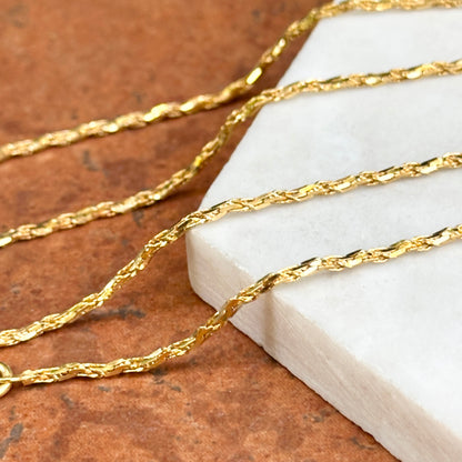 Estate 14KT Yellow Gold Twisted 1.4mm Rope Chain Necklace 24"