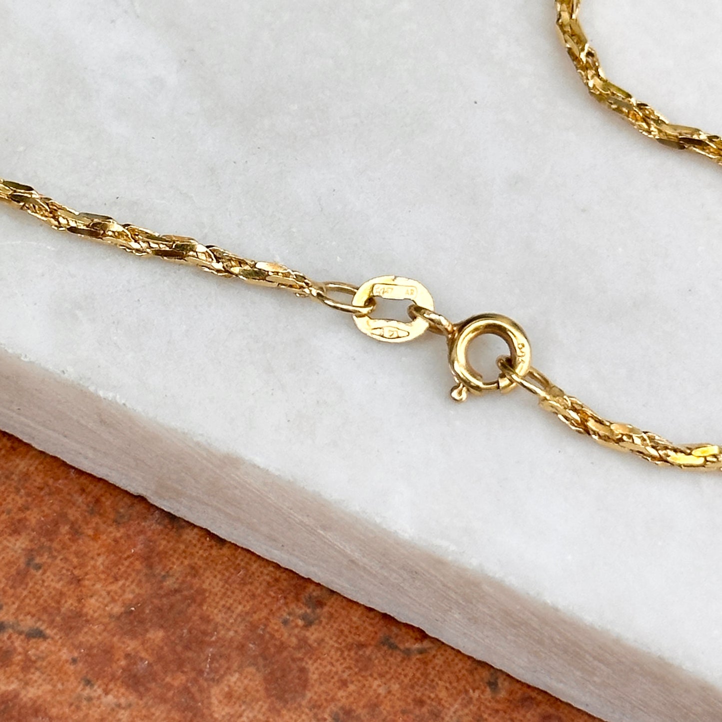 Estate 14KT Yellow Gold Twisted 1.4mm Rope Chain Necklace 24"