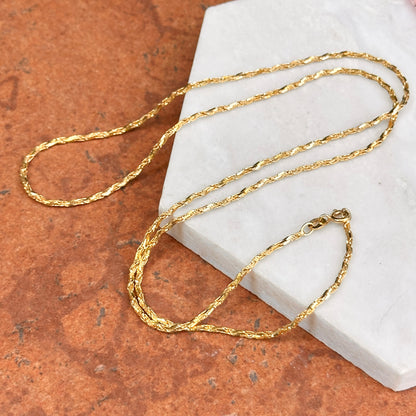 Estate 14KT Yellow Gold Twisted 1.4mm Rope Chain Necklace 24"
