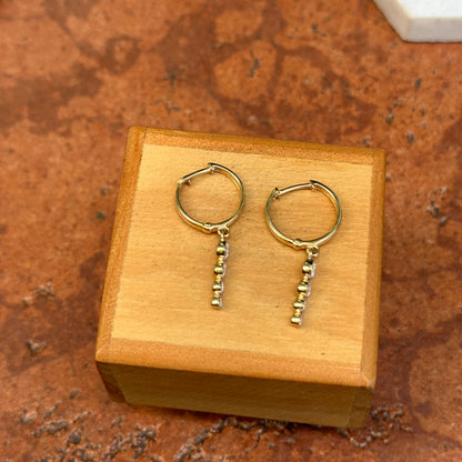 14KT Yellow Gold Round Diamond Huggie Drop Bezel Set Earrings