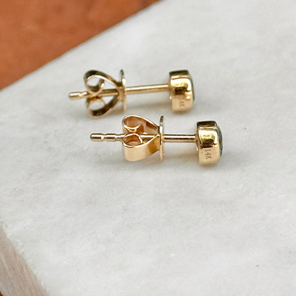 Estate 14KT Yellow Gold Tsavorite + Diamond Spike Earrings