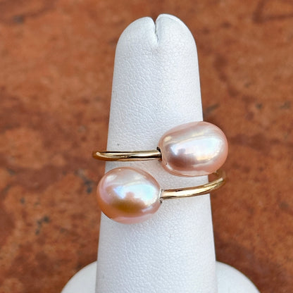 Yellow Gold-Filled Tahitian Pearl Bypass Ring