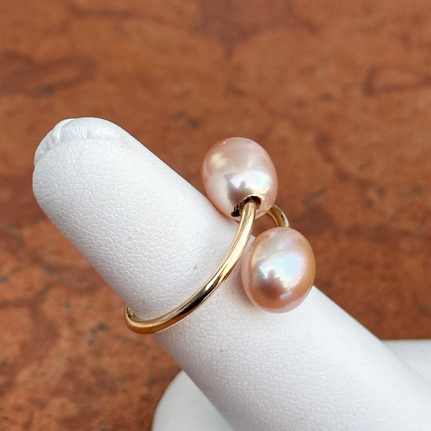 Yellow Gold-Filled Tahitian Pearl Bypass Ring