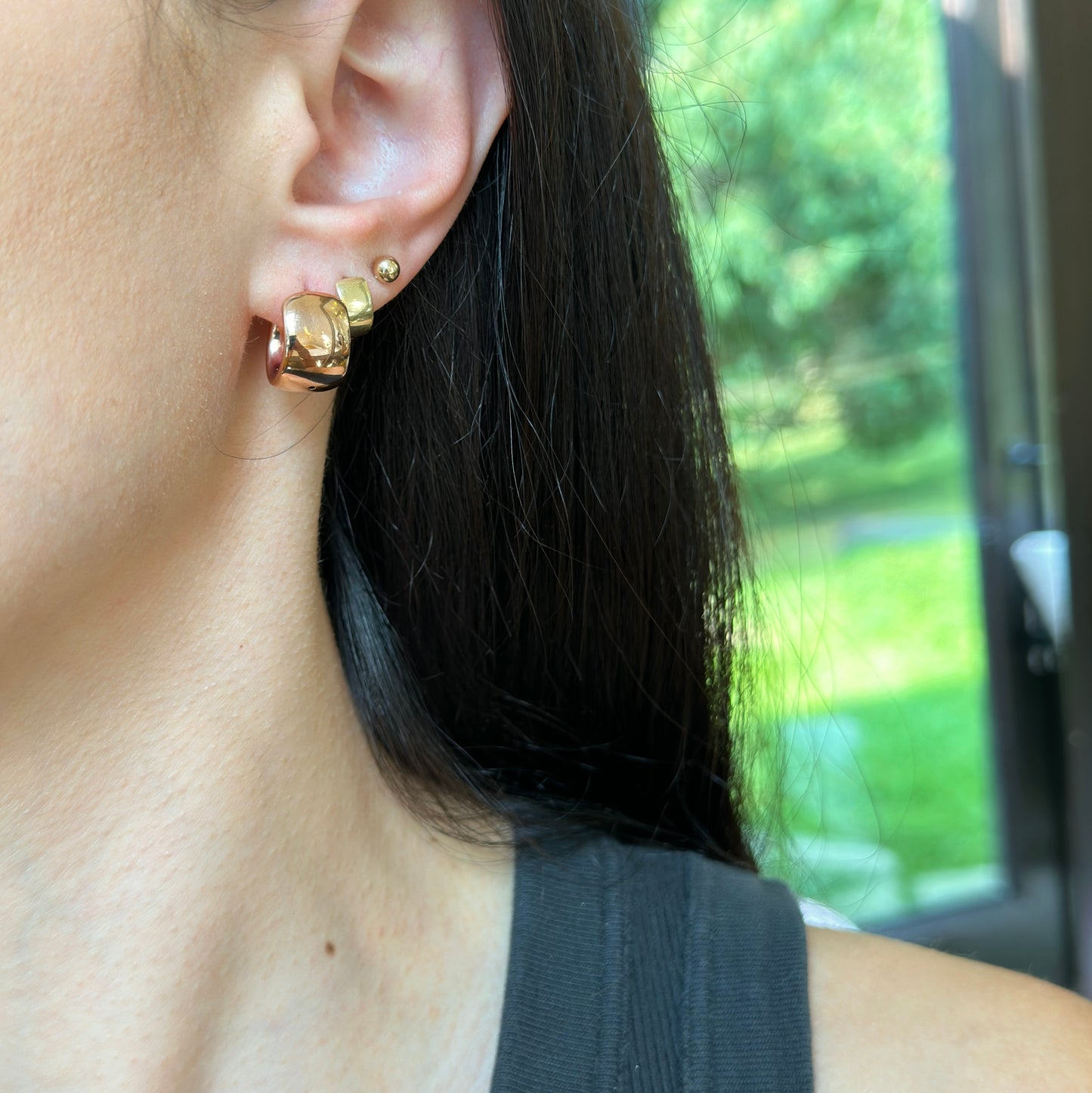 14KT Rose Gold 9.5mm Wide Huggie Hoop Earrings