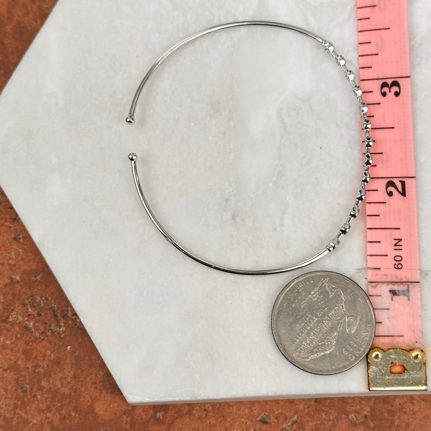 Estate 14KT White Gold Bezel Diamond Cuff Bracelet