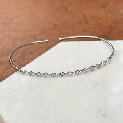 Estate 14KT White Gold Bezel Diamond Cuff Bracelet