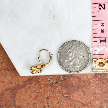 Estate 18KT Yellow Gold Enamel Blue Flower Lever Back Earrings