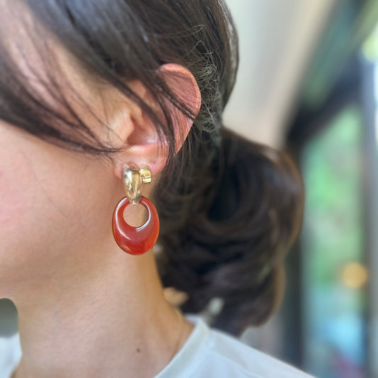 Red Carnelian Oval Polished Gemstone Disc Earring Charms