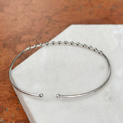 Estate 14KT White Gold Bezel Diamond Cuff Bracelet