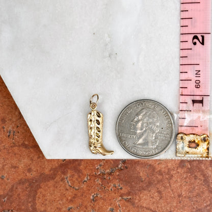 Estate 14KT Yellow Gold Diamond-Cut Western Boot Pendant