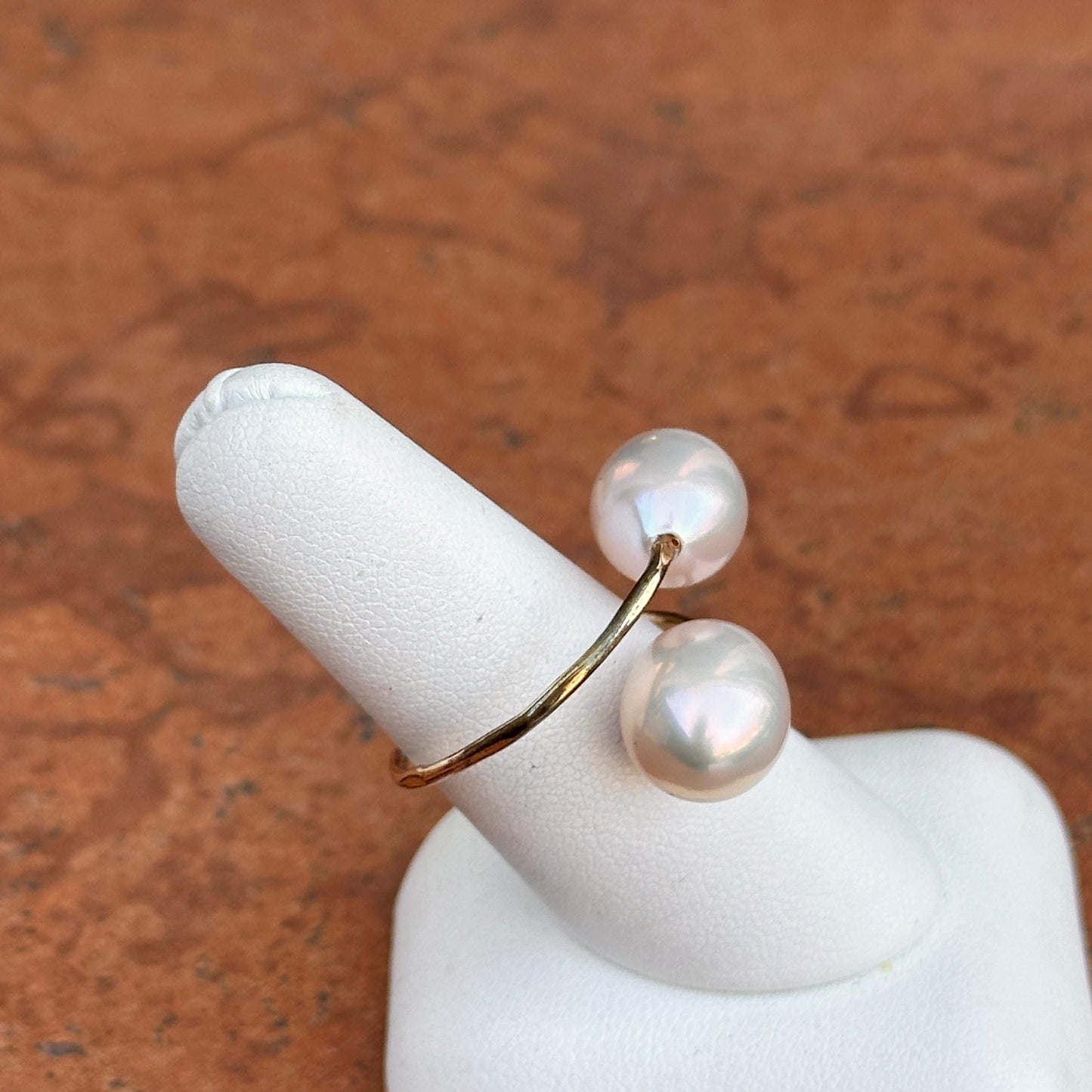 Yellow Gold-Filled Teardrop Tahitian Pearl Bypass Ring
