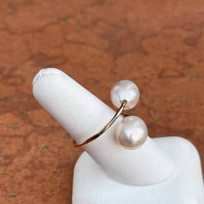 Yellow Gold-Filled Teardrop Tahitian Pearl Bypass Ring