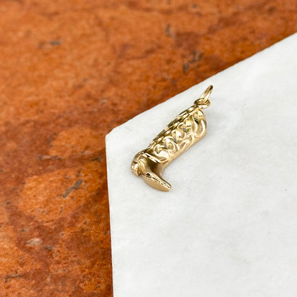 Estate 14KT Yellow Gold Diamond-Cut Western Boot Pendant