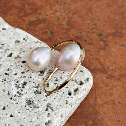 Yellow Gold-Filled Teardrop Tahitian Pearl Bypass Ring