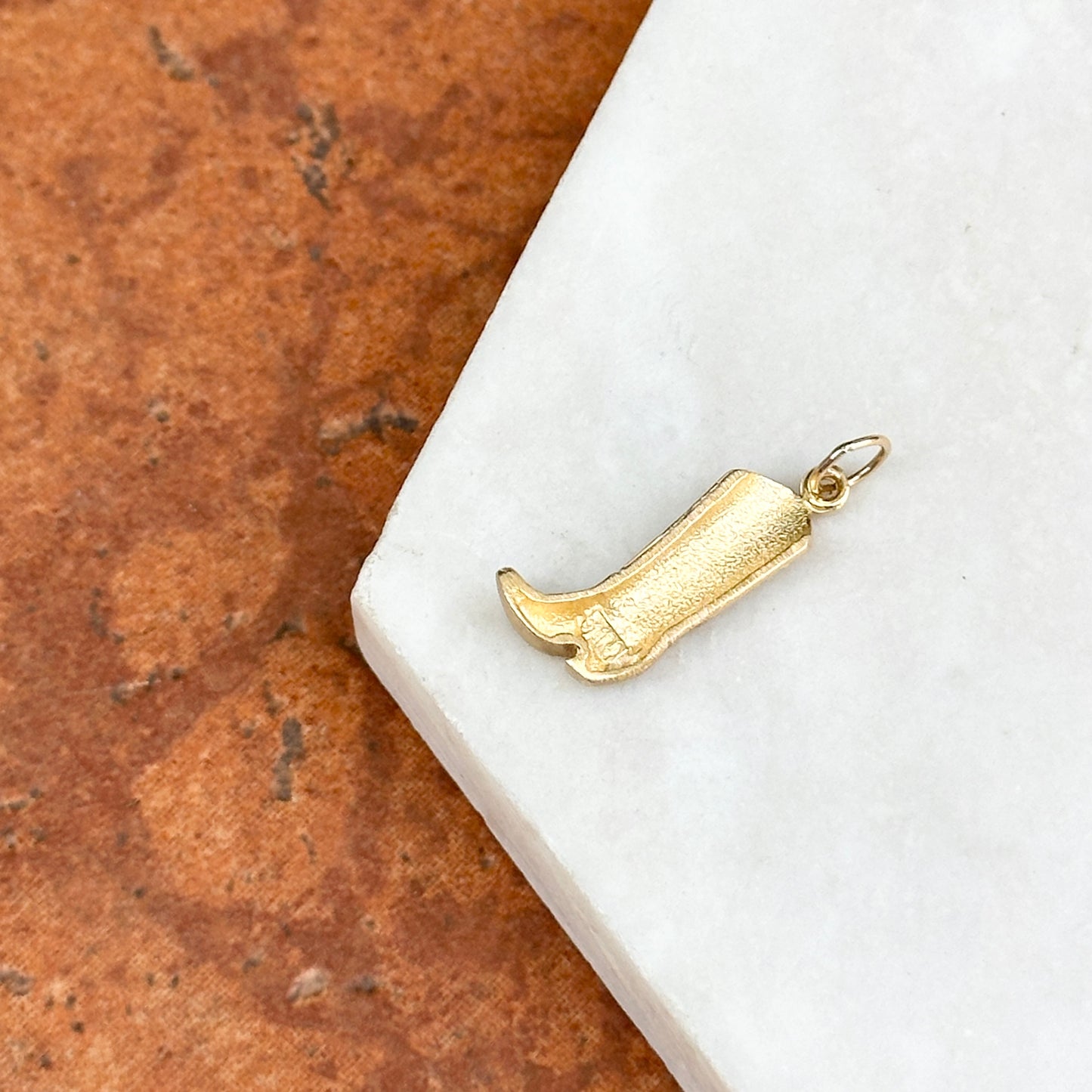 Estate 14KT Yellow Gold Diamond-Cut Western Boot Pendant