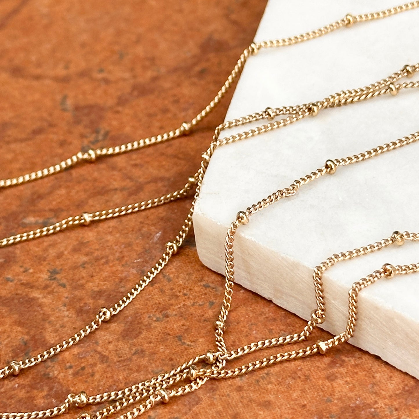 Esate Yellow Gold-Plated Beaded Station Chain Necklace 30"
