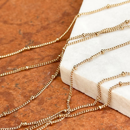 Esate Yellow Gold-Plated Beaded Station Chain Necklace 30"