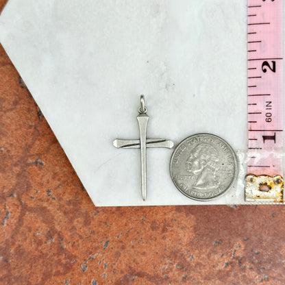 Sterling Silver Matte Chiodo Nail Cross Pendant