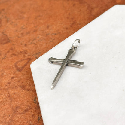 Sterling Silver Matte Chiodo Nail Cross Pendant