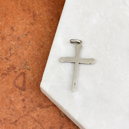 Sterling Silver Matte Chiodo Nail Cross Pendant