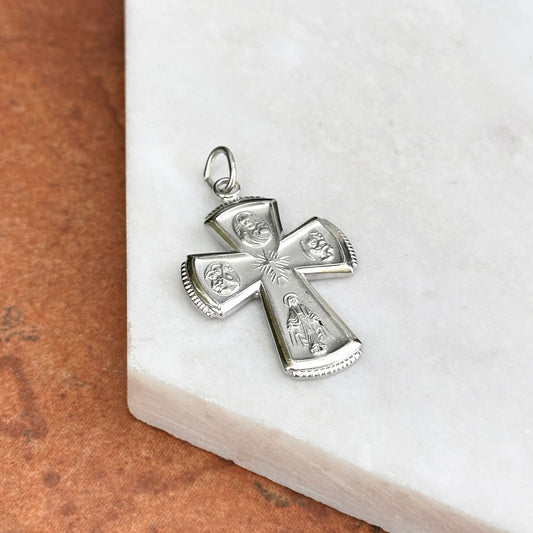 Sterling Silver Satin-Finished Four Way Cross Pendant - LSJ