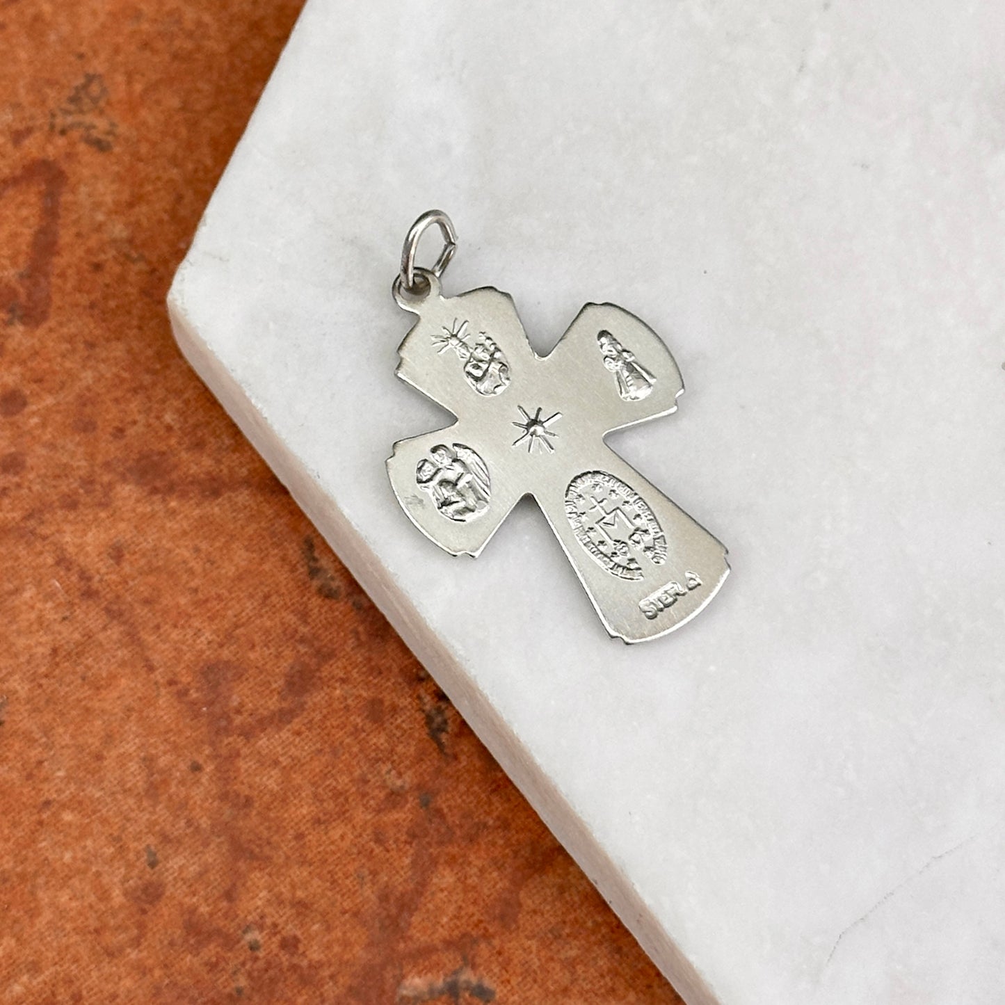 Sterling Silver Satin-Finished Four Way Cross Pendant