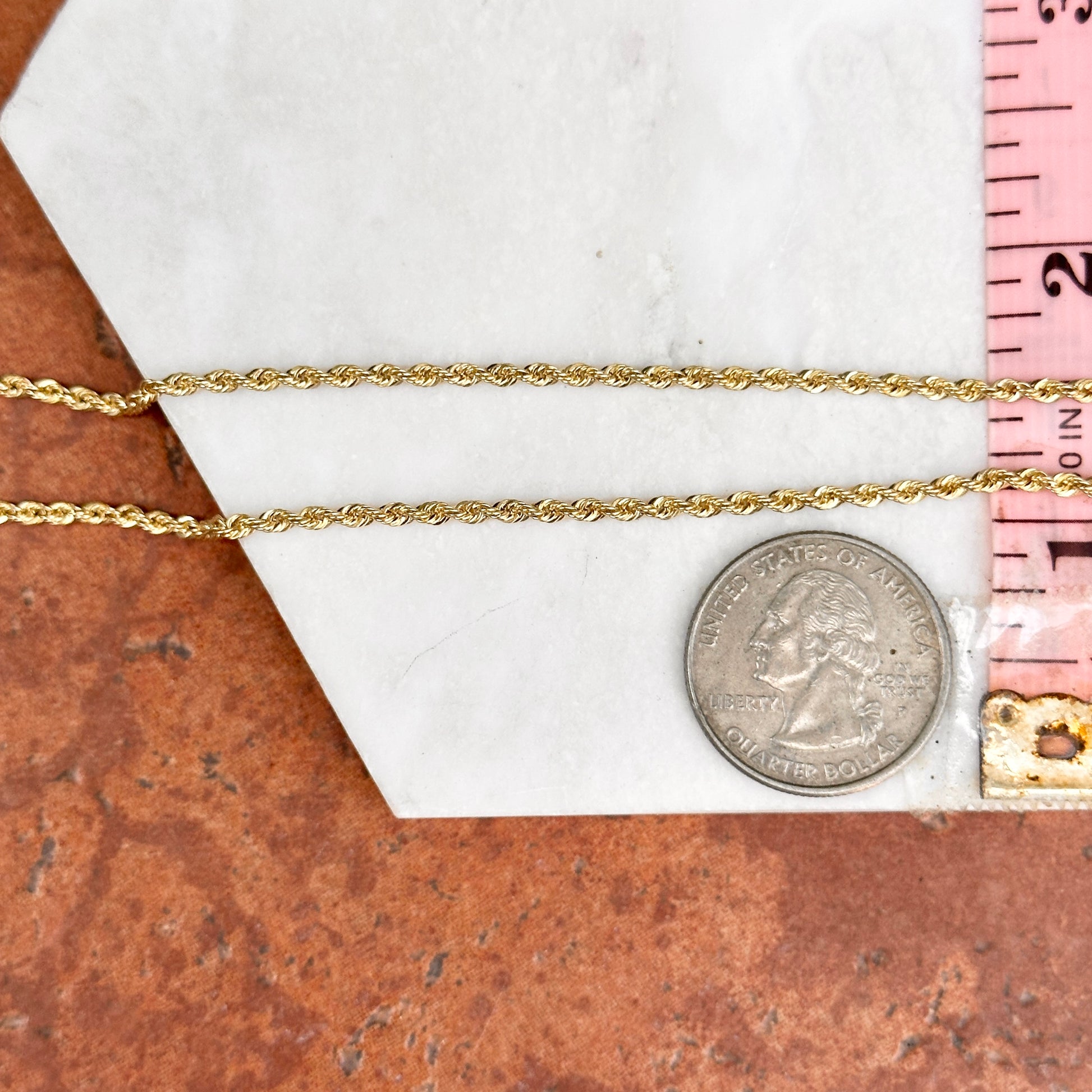 14KT Yellow Gold Solid 2.25mm Rope Chain Necklace - LSJ