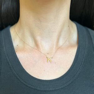 14KT Yellow Gold Initial K Station Pendant Necklace