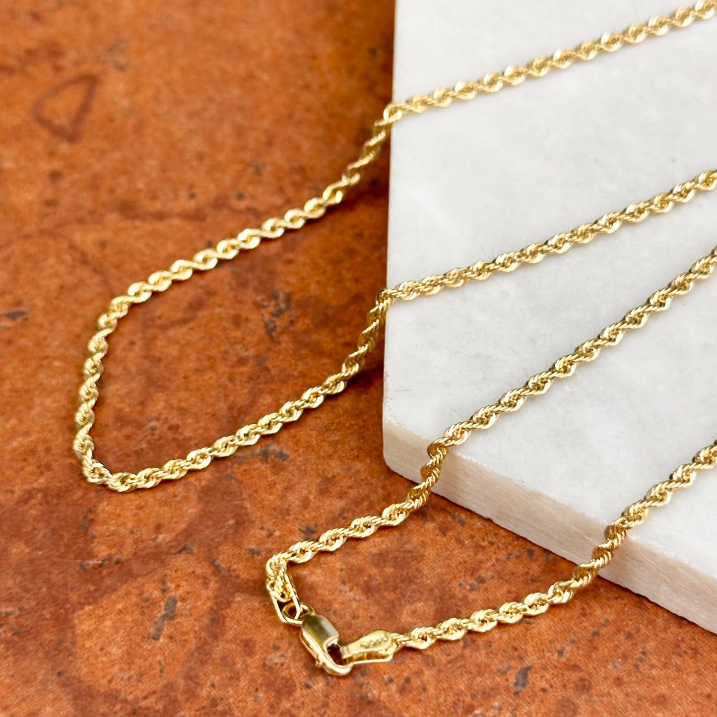 14KT Yellow Gold Solid 2.25mm Rope Chain Necklace - LSJ