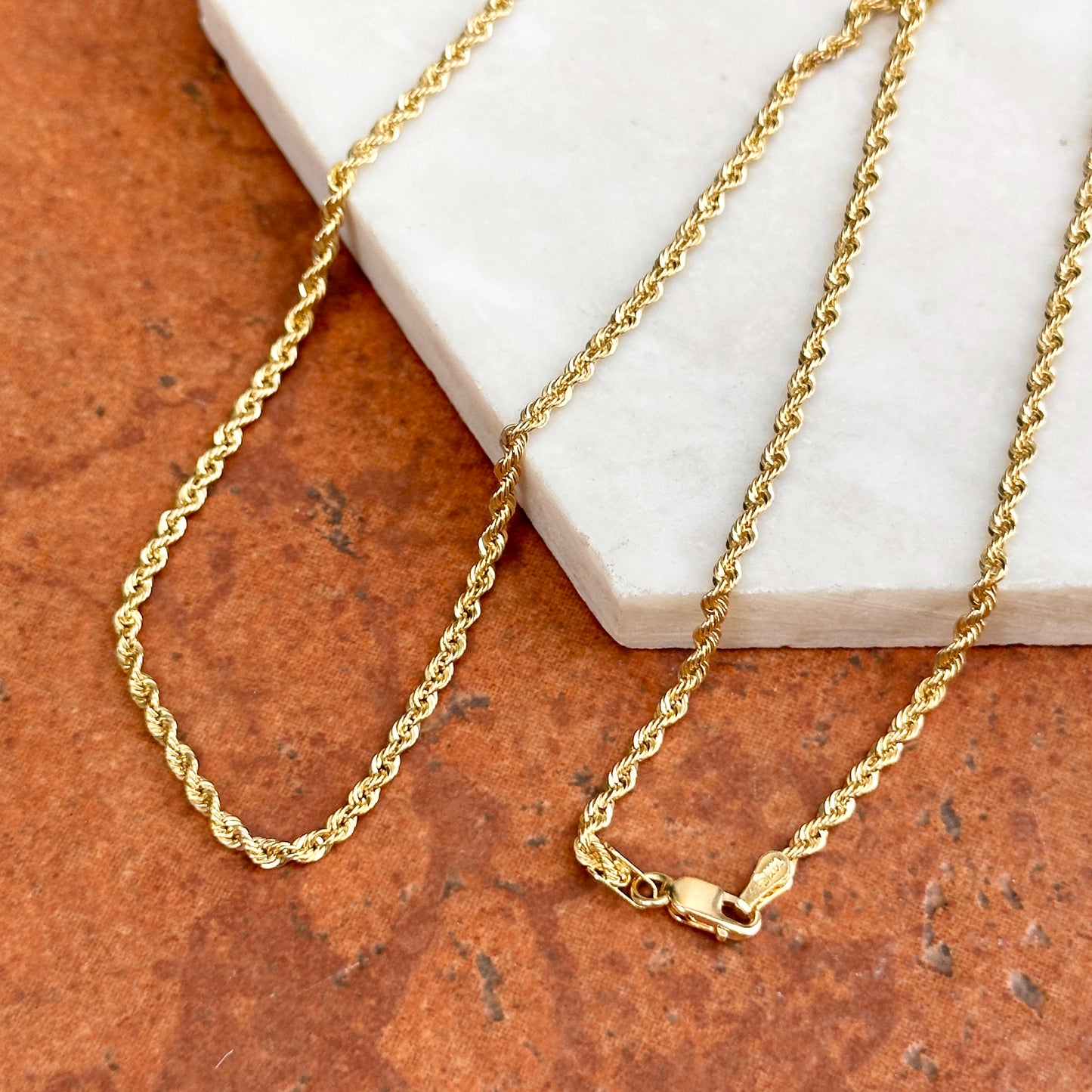 14KT Yellow Gold Solid 2.25mm Rope Chain Necklace - LSJ