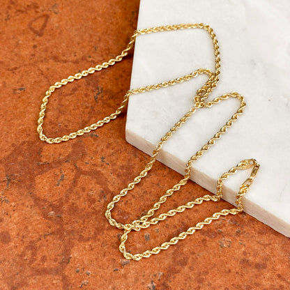 14KT Yellow Gold Solid 2.25mm Rope Chain Necklace - LSJ