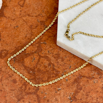 14KT Yellow Gold Solid 2.25mm Rope Chain Necklace - LSJ