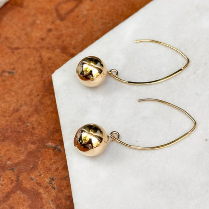 14KT Yellow Gold 10mm Ball Dangle Earrings