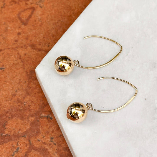 14KT Yellow Gold 10mm Ball Dangle Earrings