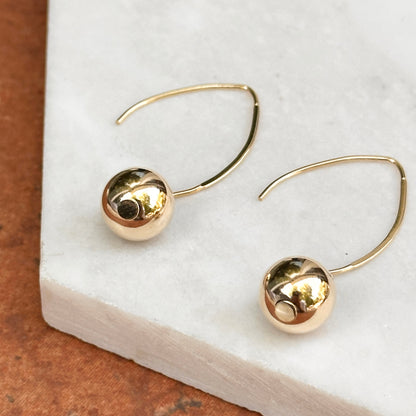 14KT Yellow Gold 10mm Ball Dangle Earrings