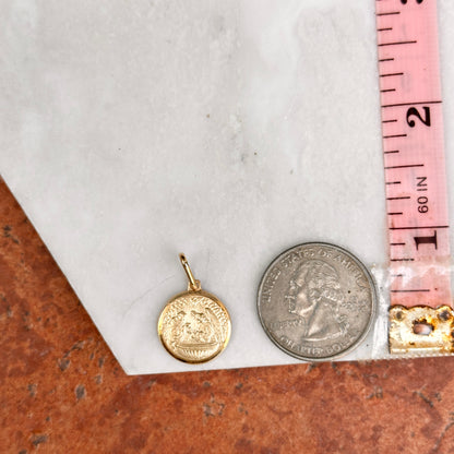 14KT Yellow Gold Round Baptism Medal Pendant 14mm