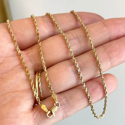 Estate 14KT Yellow Gold Diamond-Cut 2mm Rope Chain Necklace