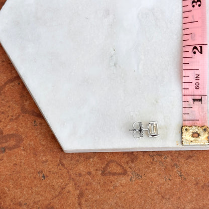 14KT White Gold 2 Carat Lab Grown Diamond Emerald Cut Prong Stud Earrings - LSJ