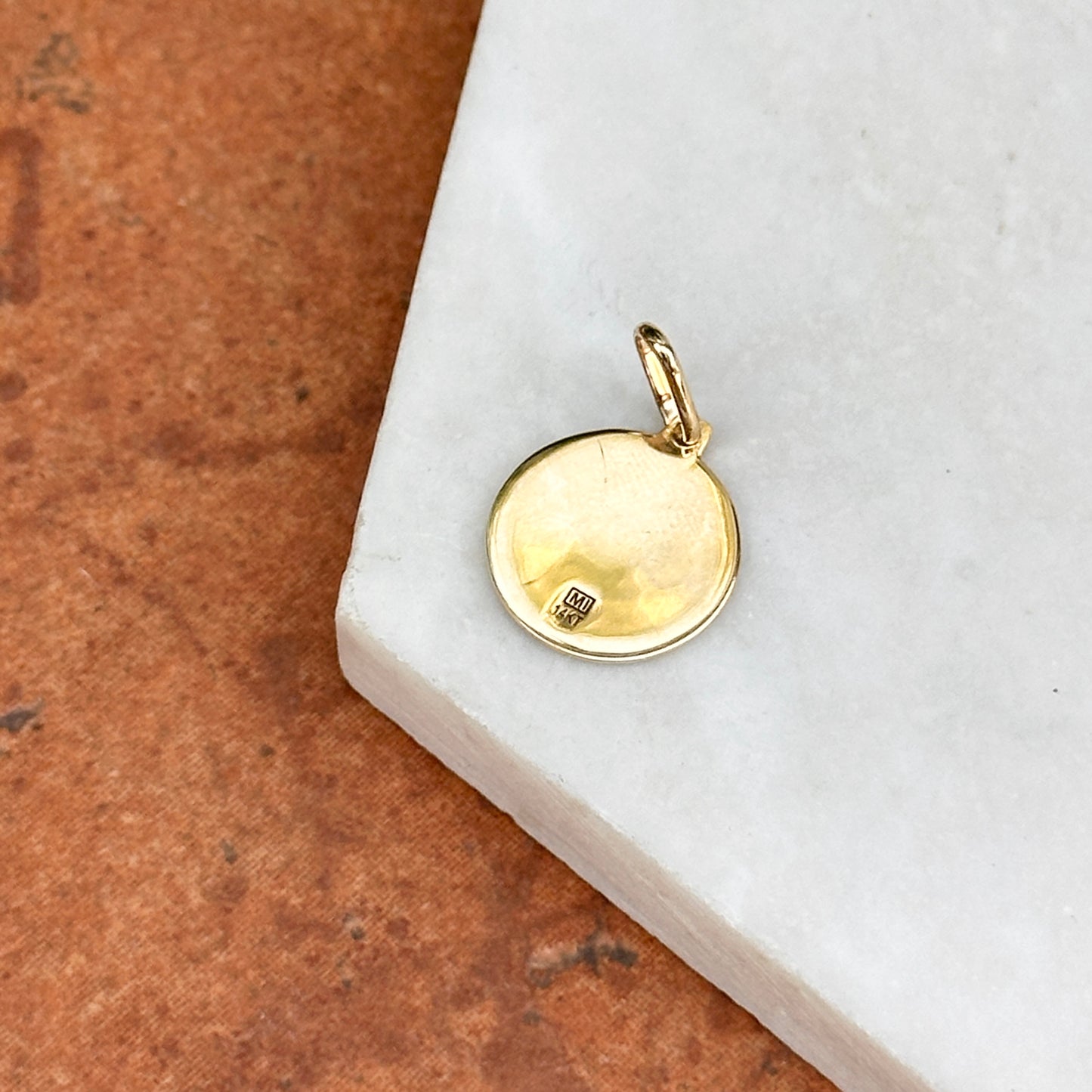 14KT Yellow Gold Round Baptism Medal Pendant 14mm