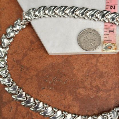 Sterling Silver Polished Large Link Collar Necklace 18''