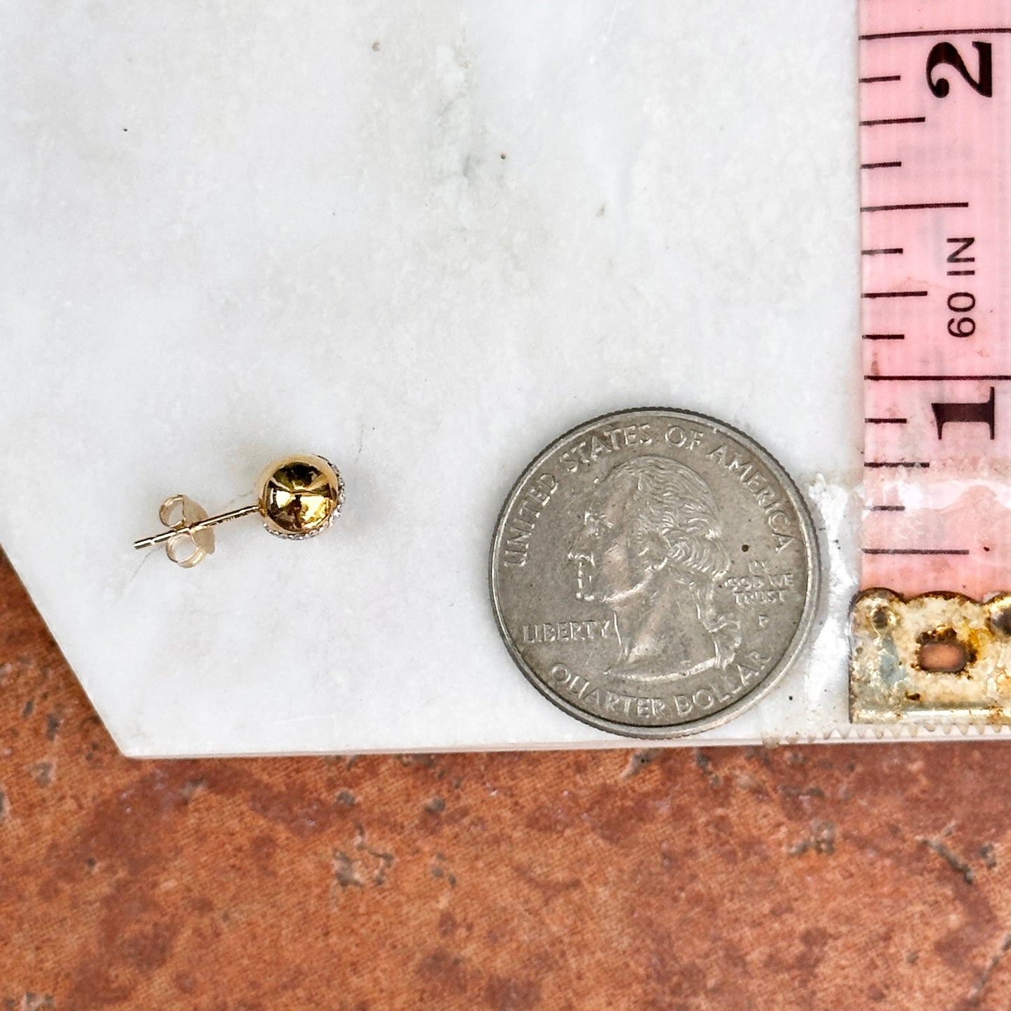 10KT Yellow Gold 6mm Ball Diamond Stud Earrings