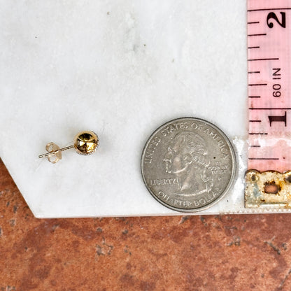 10KT Yellow Gold 6mm Ball Diamond Stud Earrings